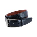 Men's Leather Mock Crocodile Print Belt with Silver Buckle