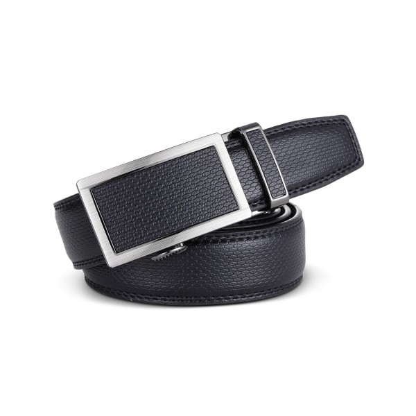 Men's Beveled Motif Leather Ratchet Belt