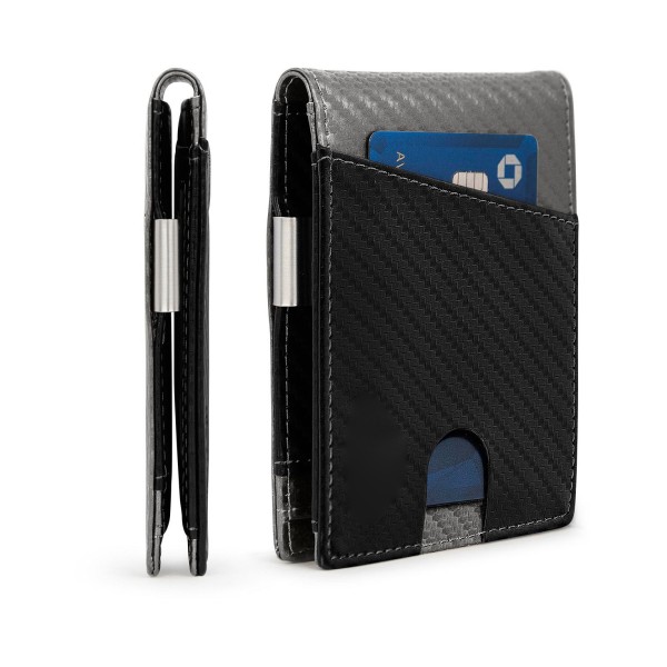 Men's Slim Bifold Wallet with Money Clip