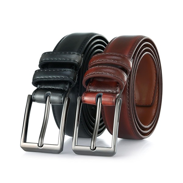 Men's T-Back Traditional Leather Belt Pack of 2