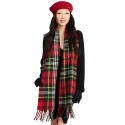 Women's Plaid Scarf with Fringe Detail