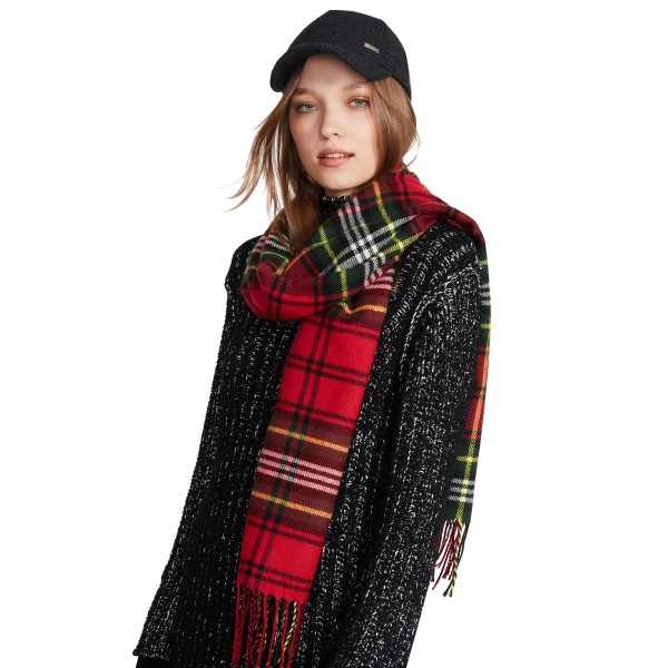 Women's Plaid Scarf with Fringe Detail