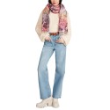 Women's Vibrant Jacquard Blanket Scarf With Fringe