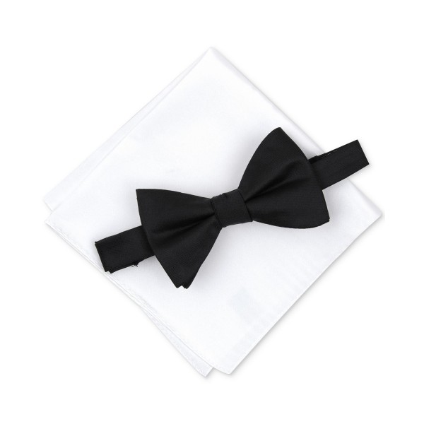 Men's Solid Texture Pocket Square and Bowtie