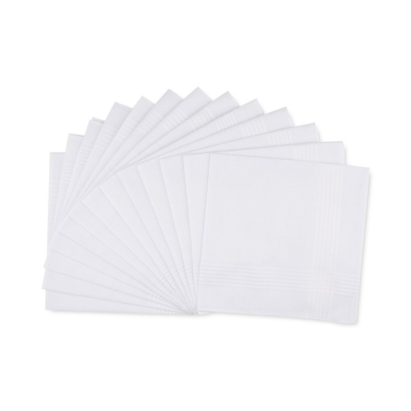 Men's White Border-Stripe Handkerchief Set