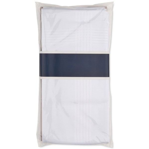 Men's White Border-Stripe Handkerchief Set