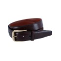 Men's 35MM Pebble Grain Leather Belt with Gold Buckle