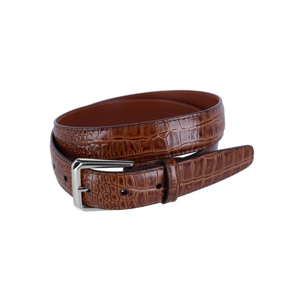 Men's 30mm Mock Alligator Embossed Leather Belt